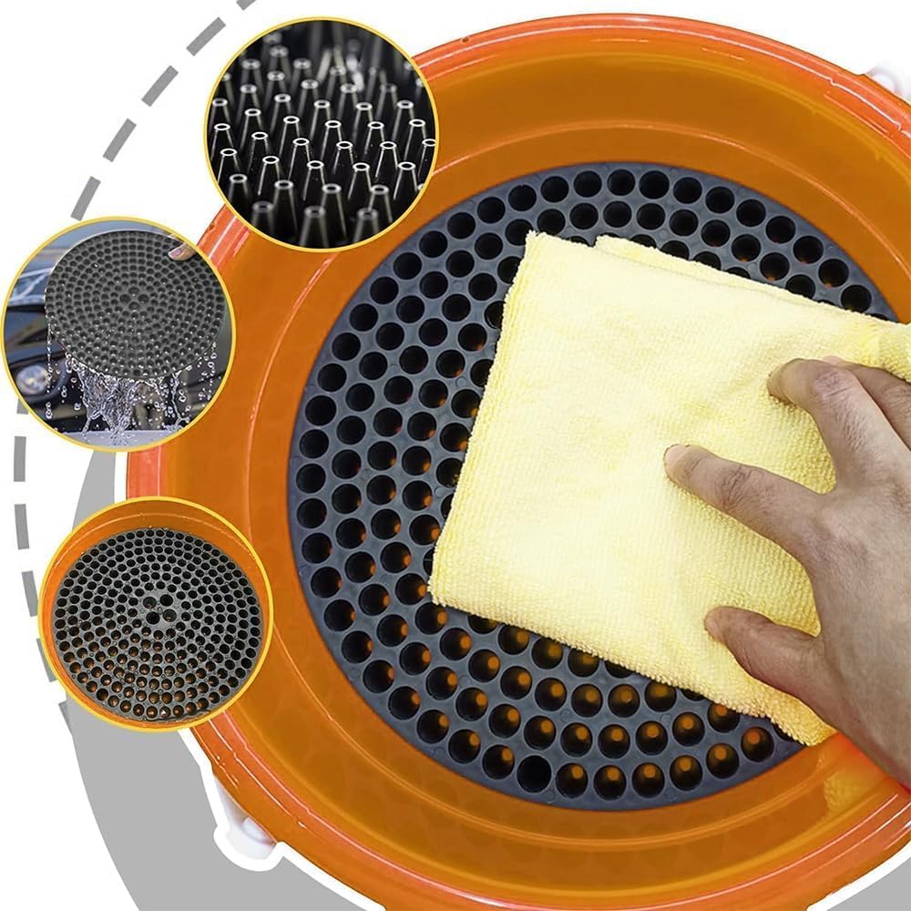 WASH & WHIPS Car Wash Kit - 3-Gallon Bucket with Particle Interceptor Trap, Shampoo, Chenille Mitt & Microfiber Soft Towel, 5pcs - Image 9